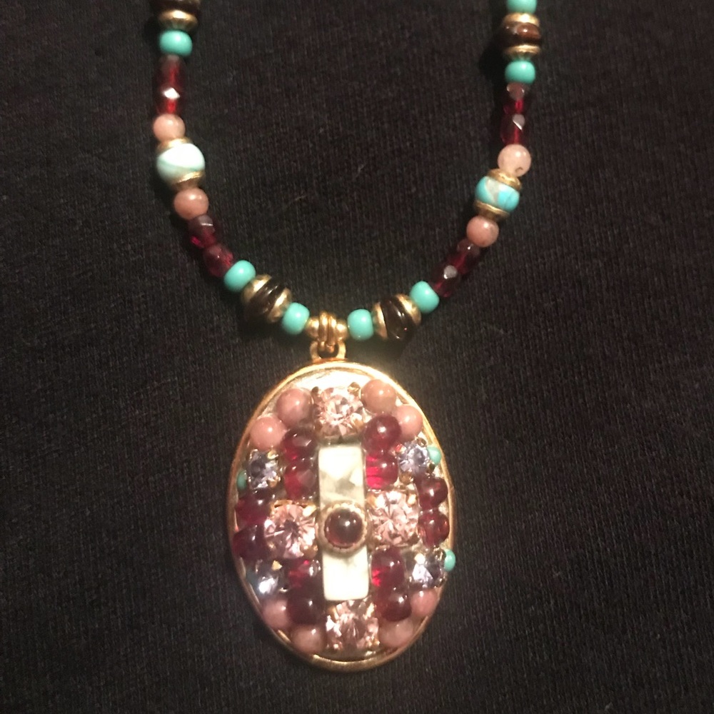 Gemstone and beaded Necklace with Pendant!